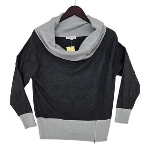 Nancy Yang New York Womens XXL Gray Cowl Neck Zip Hem Sweater NWT‎